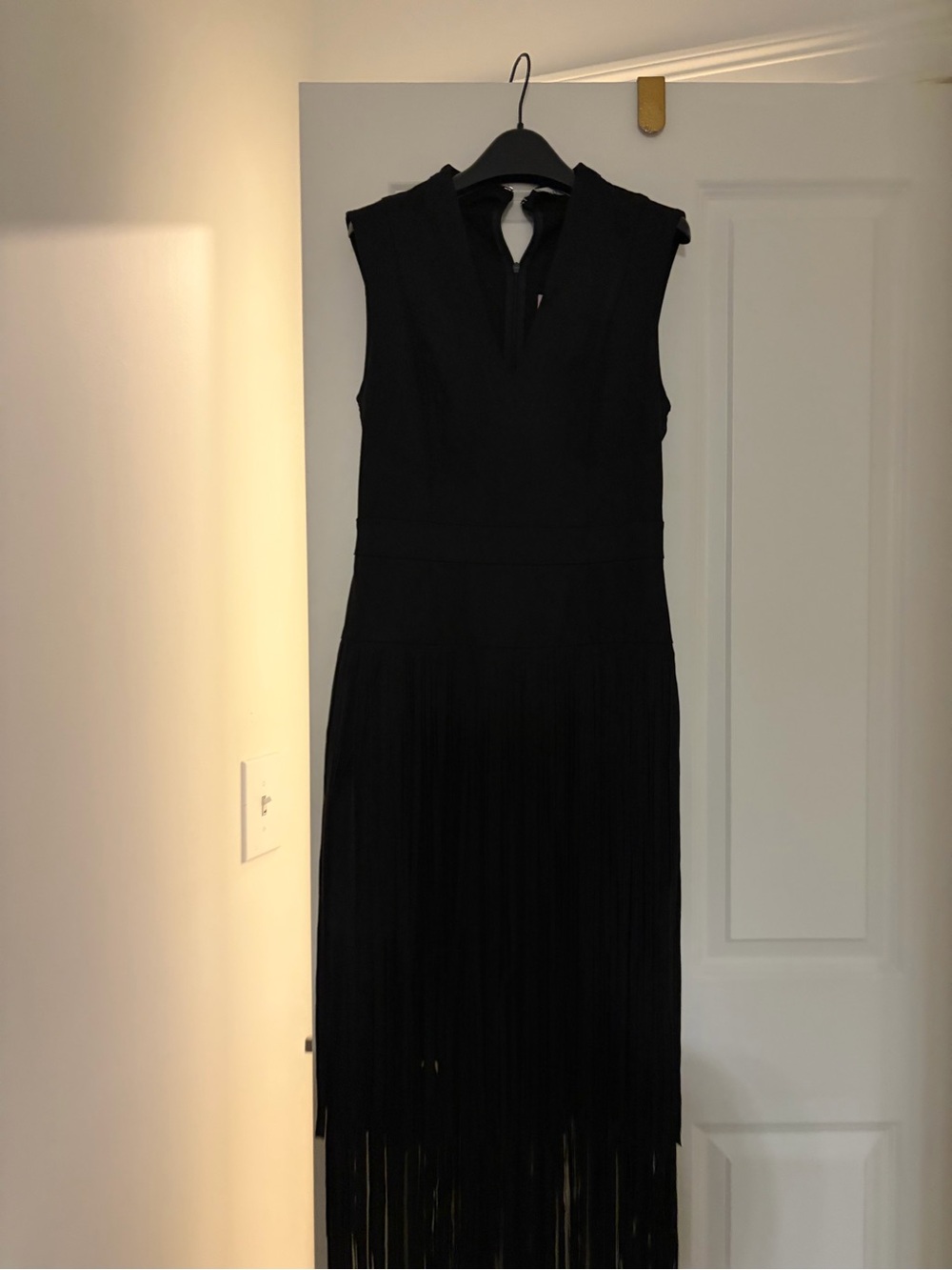 Ava & Viv Black Sleeveless Fringe Midi Dress